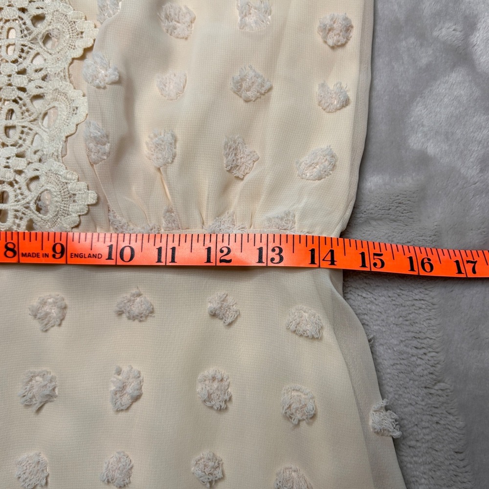 Lulus Lust or Love Dress Size‎ M Cream Embroidered Crochet Lace Sheer Mini Boho - Picture 12 of 12
